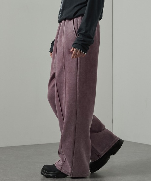 Alfred Alex(アルフレッドアレックス)の「【Alfred Alex】ヴィンテージ加工ケミカルウォッシュ ワンポイント刺繍 切り替えダンボールワイドスウェットパンツ【セットアップ対応】(スウェットパンツ・メンズ・ワイン/ブラック/グレー/ネイビー・L/M/S)」の12枚目の写真