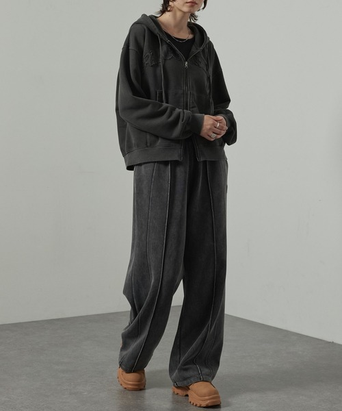 Alfred Alex(アルフレッドアレックス)の「【Alfred Alex】ヴィンテージ加工ケミカルウォッシュ ワンポイント刺繍 切り替えダンボールワイドスウェットパンツ【セットアップ対応】(スウェットパンツ・メンズ・ワイン/ブラック/グレー/ネイビー・L/M/S)」の19枚目の写真