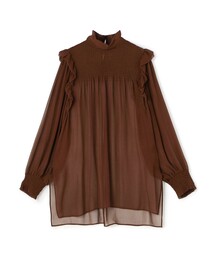 トゥモローランド/デプレ　ブラックスタンドカラーシャツ 長袖 セブンユニフォーム スキッパースタンドカラーシャツ 男女兼用 7