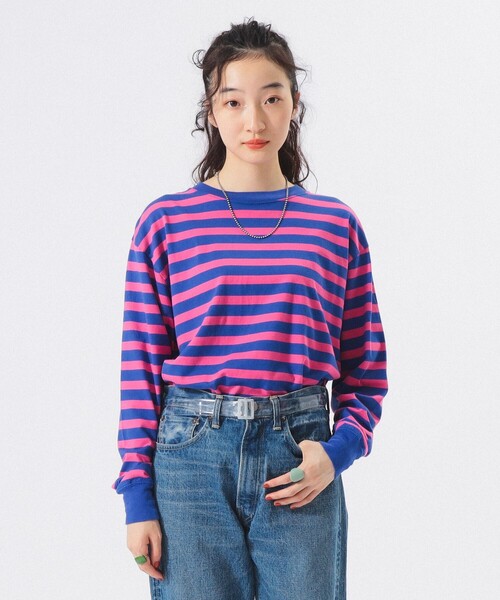 BEAMS BOY（ビームスボーイ）の「ベーシック ボーダー ロングスリーブ（Tシャツ/カットソー・レディース・パープル/ブラウン/ブルー・ONE SIZE）」の14枚目の写真
