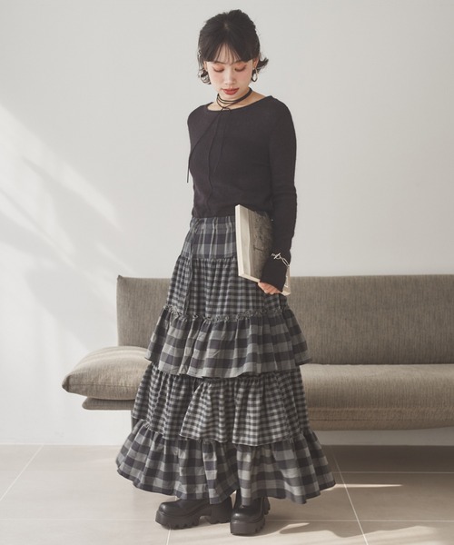 LAULEN(ローレン)の「wool mohair 2way sheer knit /ウールモヘアブレンド2ウェイシアーニット(ニット/セーター・レディース・ホワイト/グレー/ブラック・FREE)」の9枚目の写真