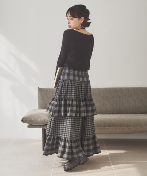 LAULEN(ローレン)の「wool mohair 2way sheer knit /ウールモヘアブレンド2ウェイシアーニット(ニット/セーター・レディース・ホワイト/グレー/ブラック・FREE)」の11枚目の写真
