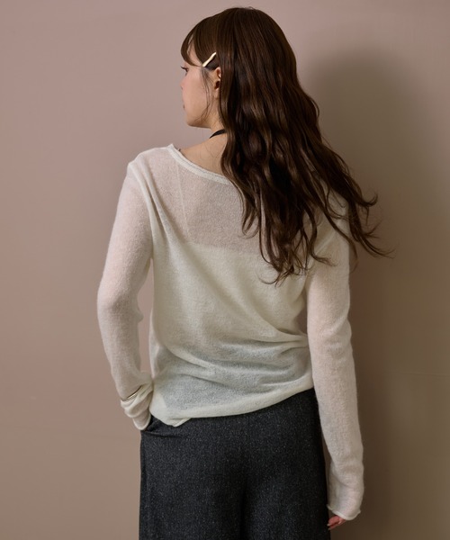 LAULEN(ローレン)の「wool mohair 2way sheer knit /ウールモヘアブレンド2ウェイシアーニット(ニット/セーター・レディース・ホワイト/グレー/ブラック・FREE)」の15枚目の写真