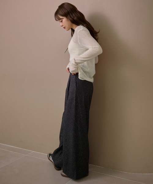 LAULEN(ローレン)の「wool mohair 2way sheer knit /ウールモヘアブレンド2ウェイシアーニット(ニット/セーター・レディース・ホワイト/グレー/ブラック・FREE)」の18枚目の写真