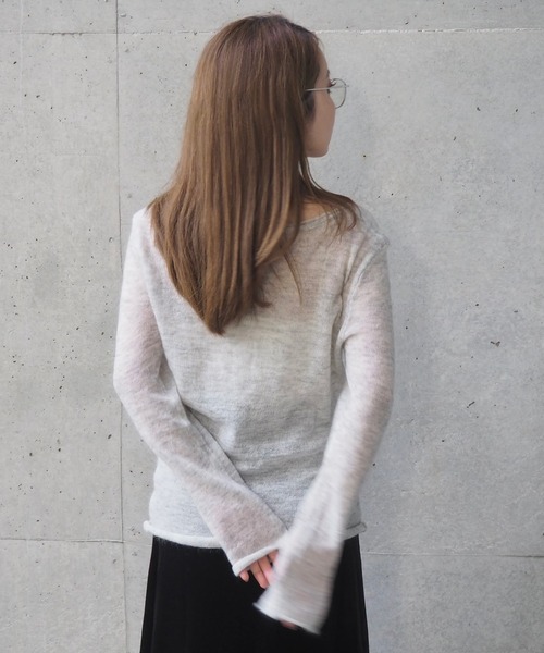LAULEN(ローレン)の「wool mohair 2way sheer knit /ウールモヘアブレンド2ウェイシアーニット(ニット/セーター・レディース・ホワイト/グレー/ブラック・FREE)」の22枚目の写真