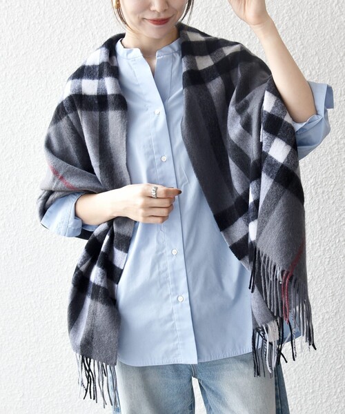 お値下げしました！新品未使用　ウール　アンゴラ　チェックストール SHIPS any: ウール チェック ストール（ストール/ショール）｜SHIPS