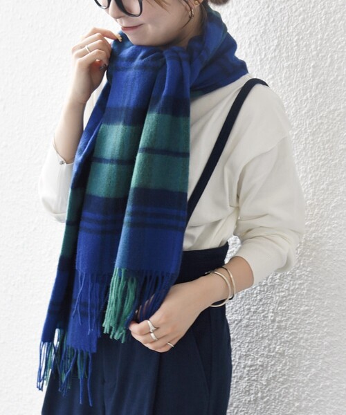 SHIPS any（シップス エニィ）の「SHIPS any: ウール チェック ストール（ストール/ショール・レディース・ブルー/ライトグレー/イエロー・ONE SIZE）」の10枚目の写真