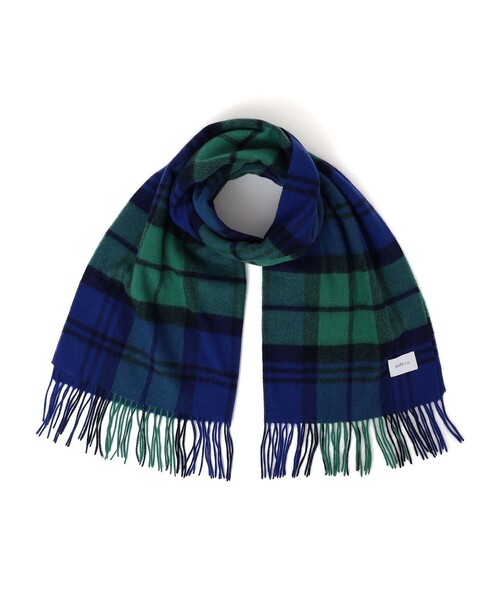 SHIPS any（シップス エニィ）の「SHIPS any: ウール チェック ストール（ストール/ショール・レディース・ブルー/ライトグレー/イエロー・ONE SIZE）」の4枚目の写真