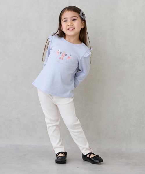 petit main（プティマイン）の「【プティプラ】GIRLS10分丈レギンス（レギンス/スパッツ・キッズ・チャコール/アイボリー/ブラック/レッド/ピンク/カラフル/モカ/ブルーグレー/スモークピンク/ブルー・100cm/110cm/130cm/120cm/80ｃｍ/90cm）」の2枚目の写真