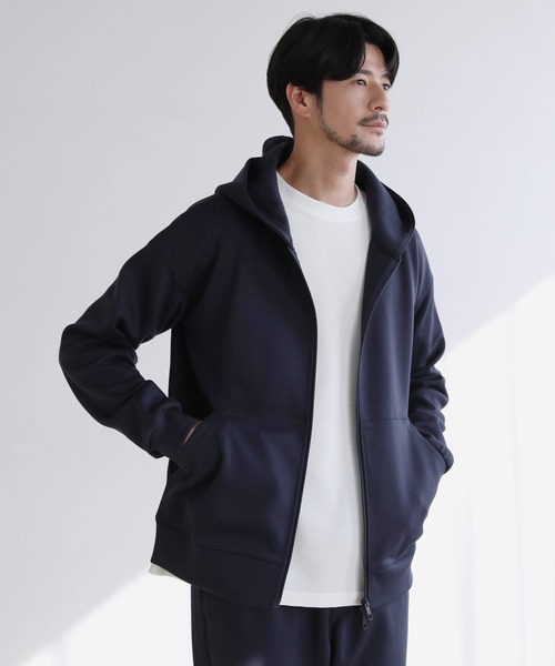 SPU(スプ)の「【セットアップ対応】防シワ・抗ピリング・ウォッシャブル ハイポンチダブルZIPパーカー(パーカー・メンズ・チャコール/ネイビー/ブラック/グレー/杢グレー/グレー系・S/M/L/XL)」の6枚目の写真