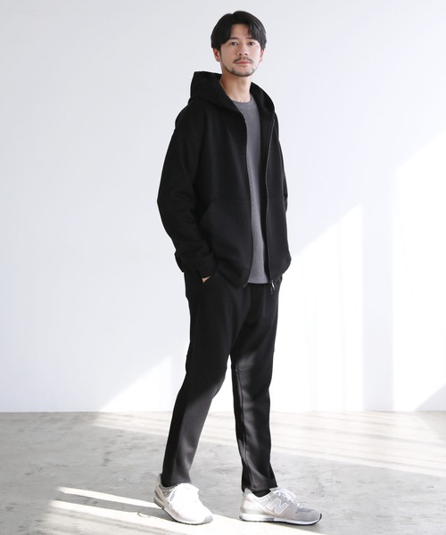 SPU(スプ)の「【セットアップ対応】防シワ・抗ピリング・ウォッシャブル ハイポンチダブルZIPパーカー(パーカー・メンズ・チャコール/ネイビー/ブラック/グレー/杢グレー/グレー系・S/M/L/XL)」の9枚目の写真