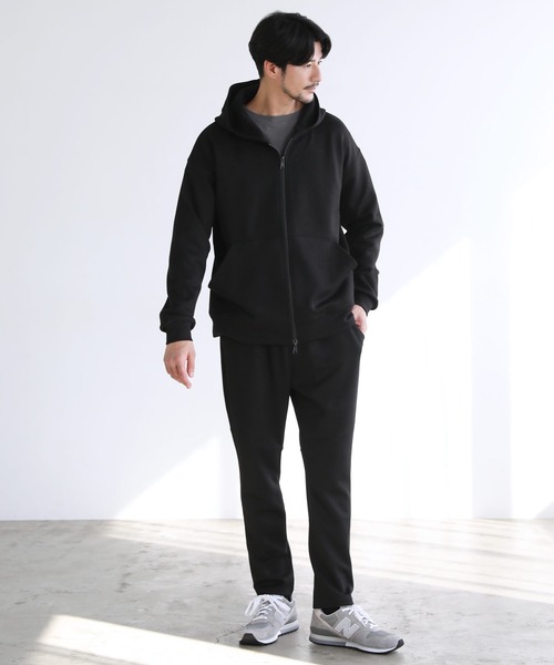 SPU(スプ)の「【セットアップ対応】防シワ・抗ピリング・ウォッシャブル ハイポンチダブルZIPパーカー(パーカー・メンズ・チャコール/ネイビー/ブラック/グレー/杢グレー/グレー系・S/M/L/XL)」の10枚目の写真