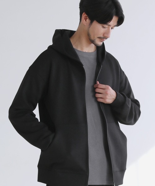 SPU(スプ)の「【セットアップ対応】防シワ・抗ピリング・ウォッシャブル ハイポンチダブルZIPパーカー(パーカー・メンズ・チャコール/ネイビー/ブラック/グレー/杢グレー/グレー系・S/M/L/XL)」の7枚目の写真