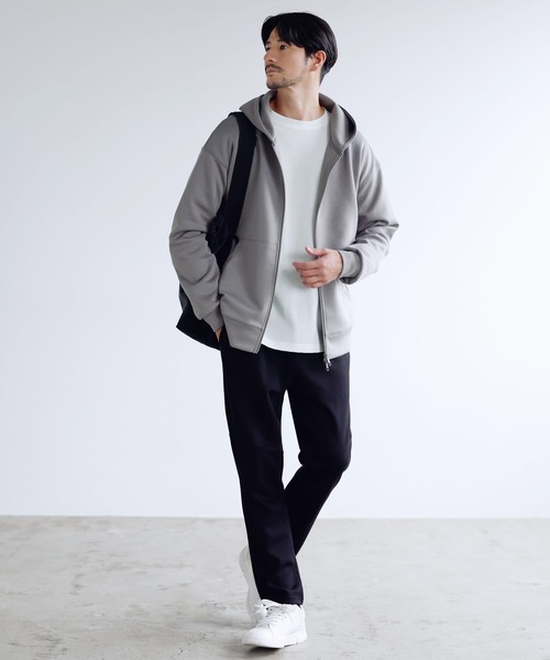 SPU(スプ)の「【セットアップ対応】防シワ・抗ピリング・ウォッシャブル ハイポンチダブルZIPパーカー(パーカー・メンズ・チャコール/ネイビー/ブラック/グレー/杢グレー/グレー系・S/M/L/XL)」の14枚目の写真