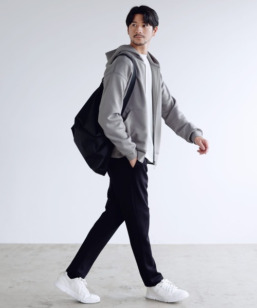 SPU(スプ)の「【セットアップ対応】防シワ・抗ピリング・ウォッシャブル ハイポンチダブルZIPパーカー(パーカー・メンズ・チャコール/ネイビー/ブラック/グレー/杢グレー/グレー系・S/M/L/XL)」の15枚目の写真
