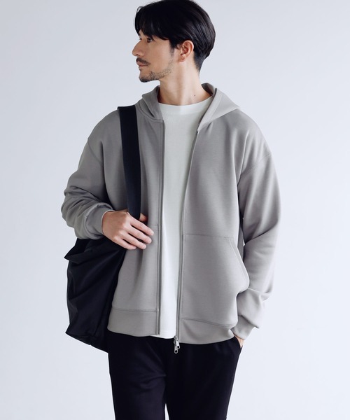 SPU(スプ)の「【セットアップ対応】防シワ・抗ピリング・ウォッシャブル ハイポンチダブルZIPパーカー(パーカー・メンズ・チャコール/ネイビー/ブラック/グレー/杢グレー/グレー系・S/M/L/XL)」の11枚目の写真