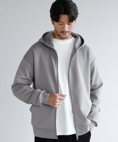 SPU(スプ)の「【セットアップ対応】防シワ・抗ピリング・ウォッシャブル ハイポンチダブルZIPパーカー(パーカー・メンズ・チャコール/ネイビー/ブラック/グレー/杢グレー/グレー系・S/M/L/XL)」の13枚目の写真