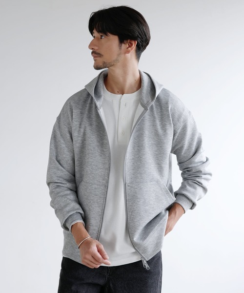 SPU(スプ)の「【セットアップ対応】防シワ・抗ピリング・ウォッシャブル ハイポンチダブルZIPパーカー(パーカー・メンズ・チャコール/ネイビー/ブラック/グレー/杢グレー/グレー系・S/M/L/XL)」の17枚目の写真