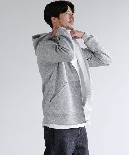 SPU(スプ)の「【セットアップ対応】防シワ・抗ピリング・ウォッシャブル ハイポンチダブルZIPパーカー(パーカー・メンズ・チャコール/ネイビー/ブラック/グレー/杢グレー/グレー系・S/M/L/XL)」の19枚目の写真