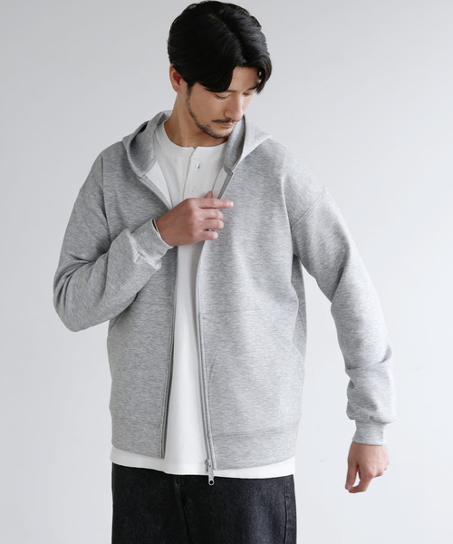 SPU(スプ)の「【セットアップ対応】防シワ・抗ピリング・ウォッシャブル ハイポンチダブルZIPパーカー(パーカー・メンズ・チャコール/ネイビー/ブラック/グレー/杢グレー/グレー系・S/M/L/XL)」の20枚目の写真