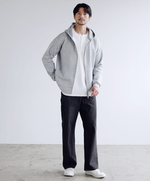 SPU(スプ)の「【セットアップ対応】防シワ・抗ピリング・ウォッシャブル ハイポンチダブルZIPパーカー(パーカー・メンズ・チャコール/ネイビー/ブラック/グレー/杢グレー/グレー系・S/M/L/XL)」の21枚目の写真