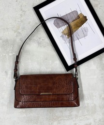 NICOLE white | クロコ型押しスクエアバッグ(ショルダーバッグ)