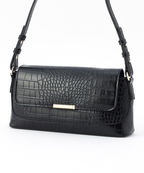 NICOLE white（ニコルホワイト）の「クロコ型押しスクエアバッグ（ショルダーバッグ・レディース・ブラウン/ブラック・FREE）」の8枚目の写真