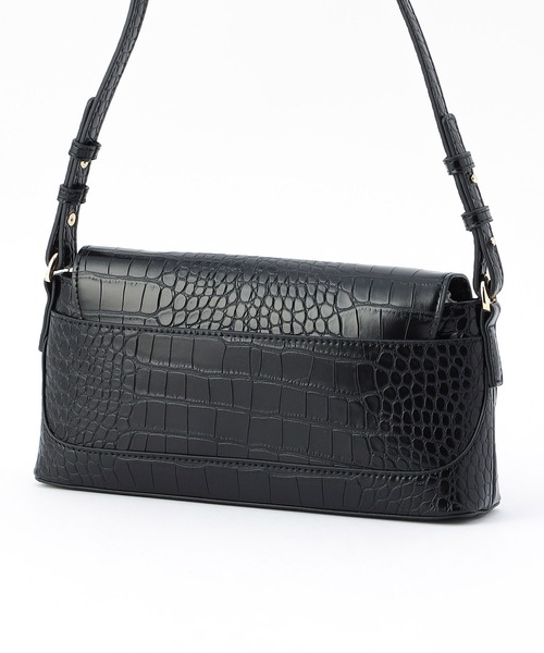 NICOLE white（ニコルホワイト）の「クロコ型押しスクエアバッグ（ショルダーバッグ・レディース・ブラウン/ブラック・FREE）」の9枚目の写真