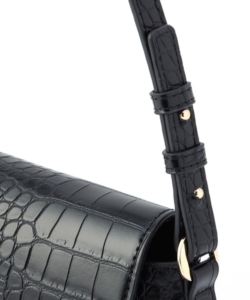 NICOLE white（ニコルホワイト）の「クロコ型押しスクエアバッグ（ショルダーバッグ・レディース・ブラウン/ブラック・FREE）」の13枚目の写真