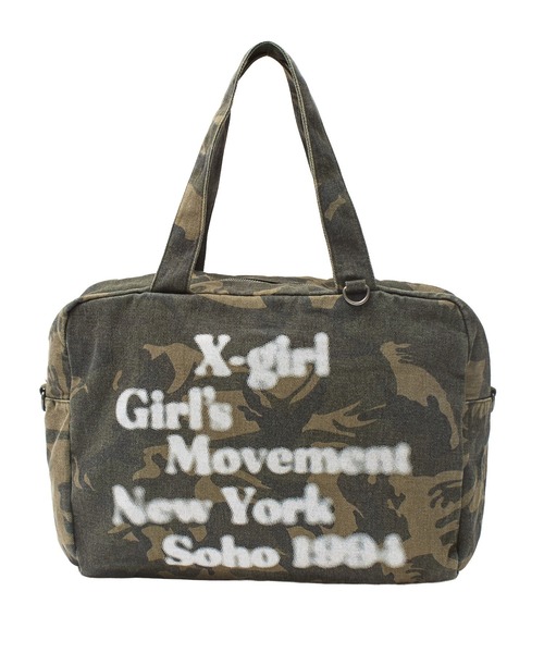 X-girl（エックスガール）の「HAZY LOGO 2WAY BIG TOTE BAG（トートバッグ・レディース・カモフラージュ/ベージュ・ONE SIZE）」の3枚目の写真