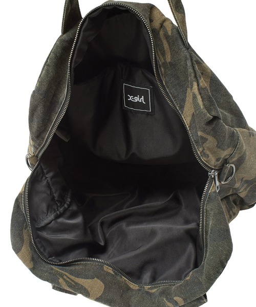 X-girl（エックスガール）の「HAZY LOGO 2WAY BIG TOTE BAG（トートバッグ・レディース・カモフラージュ/ベージュ・ONE SIZE）」の13枚目の写真