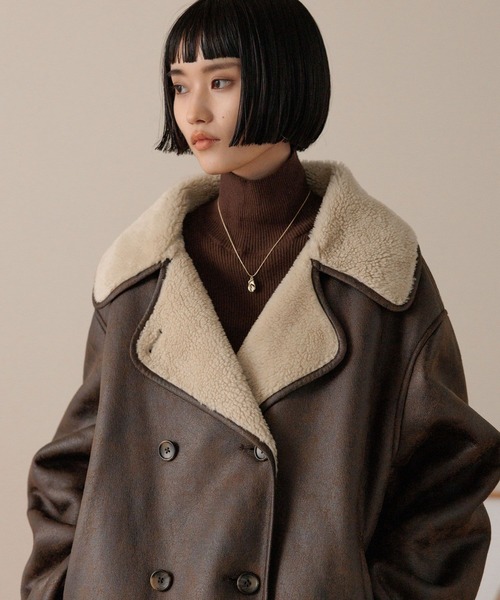 ランバンスタジオ ムートンジャケット 羊革 ペイズリー柄 グレー ランバンスタジオ ムートンジャケット 羊革 ペイズリー柄 グレー