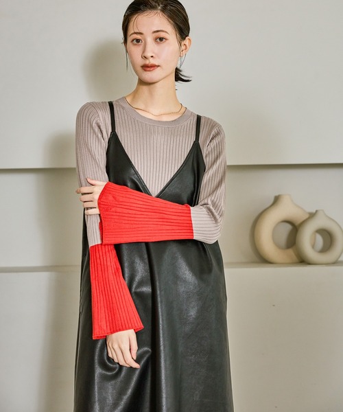 12ゲージ袖配色ニット / 575972（ニット/セーター）｜LAKOLE（ラコレ