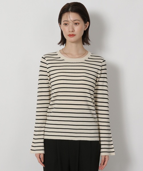 LAKOLE(ラコレ)の「12ゲージ袖配色ニット / 575972(ニット/セーター・レディース・モカ/ホワイト×ブラック/ブラック/ブルー・FREE)」の12枚目の写真