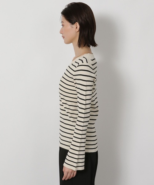 セーター 12ゲージ袖配色ニット / 575972（ニット/セーター）｜LAKOLE（ラコレ