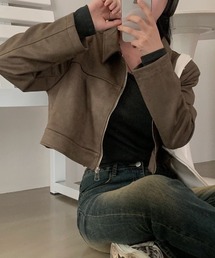 almo（アルモ）の「【LAMPOON】フェイクスエードジップブルゾン（ブルゾン）」