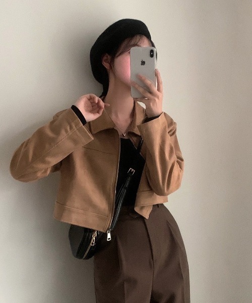almo(アルモ)の「【LAMPOON】フェイクスエードジップブルゾン(ブルゾン・レディース・キャメル/グリーン/ブラック・FREE)」の9枚目の写真