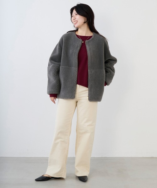 MICA&DEAL（マイカ＆ディール）の「リバーシブルノーカラーボアコート