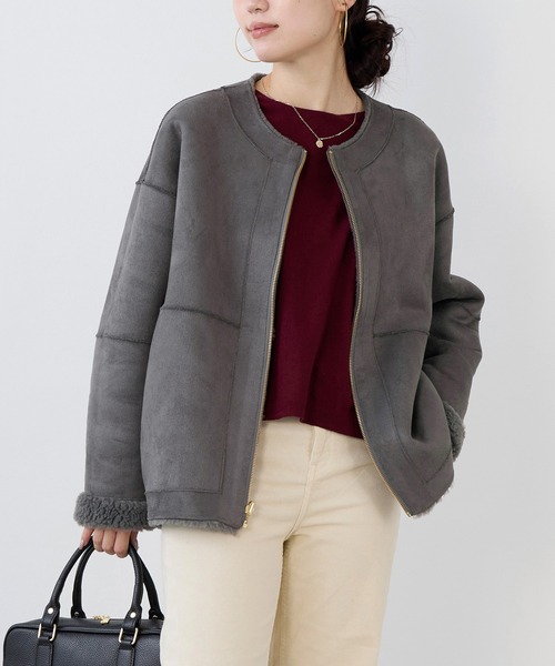 MICA&DEAL（マイカ＆ディール）の「リバーシブルノーカラーボアコート