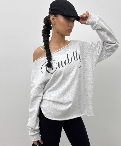BLACKUP（ブラックアップ）の「[MADE] チピボートネックプリント長袖Tシャツ（Tシャツ/カットソー・レディース・チャコール/ホワイト系/グレー・FREE）」の5枚目の写真