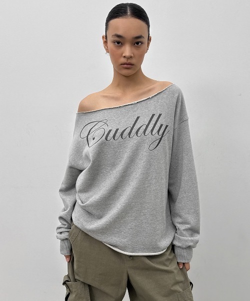 BLACKUP（ブラックアップ）の「[MADE] チピボートネックプリント長袖Tシャツ（Tシャツ/カットソー・レディース・チャコール/ホワイト系/グレー・FREE）」の15枚目の写真