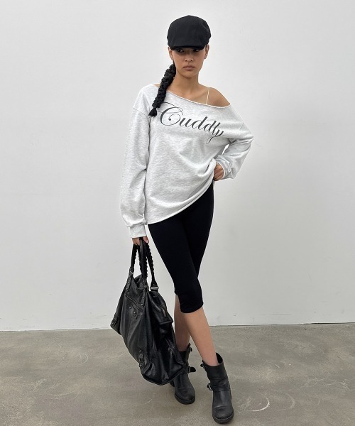 BLACKUP（ブラックアップ）の「[MADE] チピボートネックプリント長袖Tシャツ（Tシャツ/カットソー・レディース・チャコール/ホワイト系/グレー・FREE）」の9枚目の写真