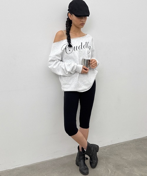 BLACKUP（ブラックアップ）の「[MADE] チピボートネックプリント長袖Tシャツ（Tシャツ/カットソー・レディース・チャコール/ホワイト系/グレー・FREE）」の7枚目の写真