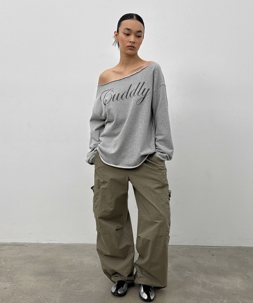BLACKUP（ブラックアップ）の「[MADE] チピボートネックプリント長袖Tシャツ（Tシャツ/カットソー・レディース・チャコール/ホワイト系/グレー・FREE）」の14枚目の写真