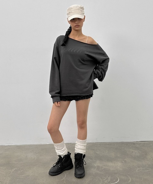BLACKUP（ブラックアップ）の「[MADE] チピボートネックプリント長袖Tシャツ（Tシャツ/カットソー・レディース・チャコール/ホワイト系/グレー・FREE）」の20枚目の写真