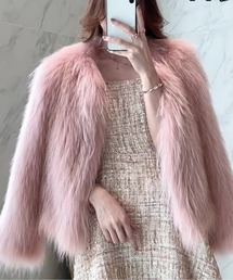 ジャケット/アウター（ピンク/桃色系・フェイクファー
