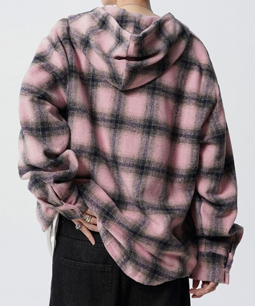 SHIBUYA Zy.(シブヤジー)の「Street Crushチェックシャツフーディ(パーカー・メンズ・ブラック/ピンク・M/L/XL)」の11枚目の写真