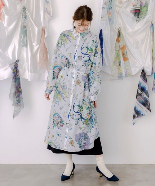 セール】ScoLar(スカラー) 星座と花束柄シャツワンピース（シャツ