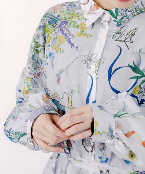 セール】ScoLar(スカラー) 星座と花束柄シャツワンピース（シャツ