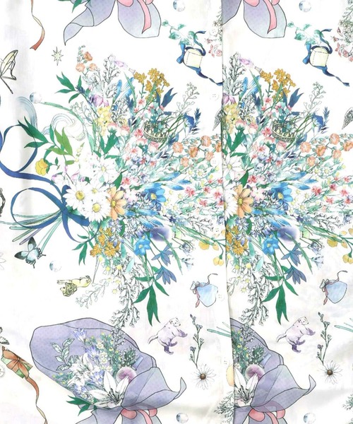 ScoLar（スカラー）の「ScoLar(スカラー) 星座と花束柄シャツワンピース（シャツワンピース・レディース・ブラック/グレー・MEDIUM）」の14枚目の写真